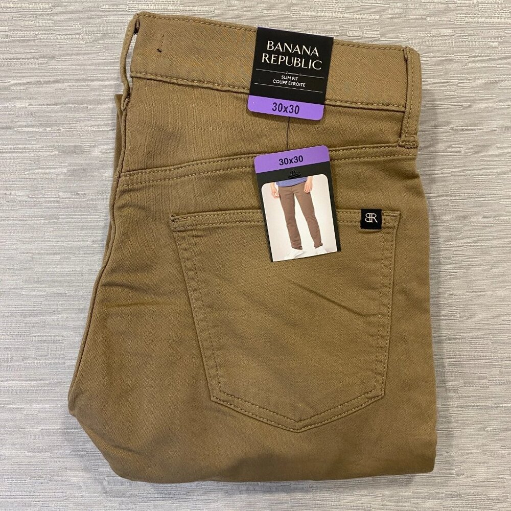 Banana Republic Chino Pants Mens 30x30 Slim Fit Khaki Brown Straight Leg Stretch